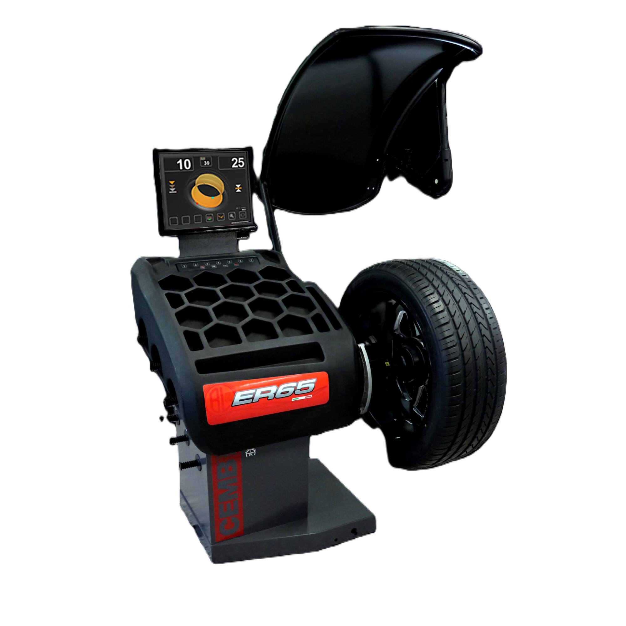 CEMB, Professional Wheel Balancer-Monitor Display, Phase Single-phase, Max. Rim Width 20 in, Tire Diameter 30 in, Model# ER65